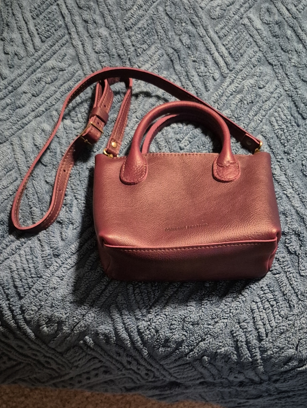 Portland Leather Raindrop Crossbody Bag Plum Zipper NWOT